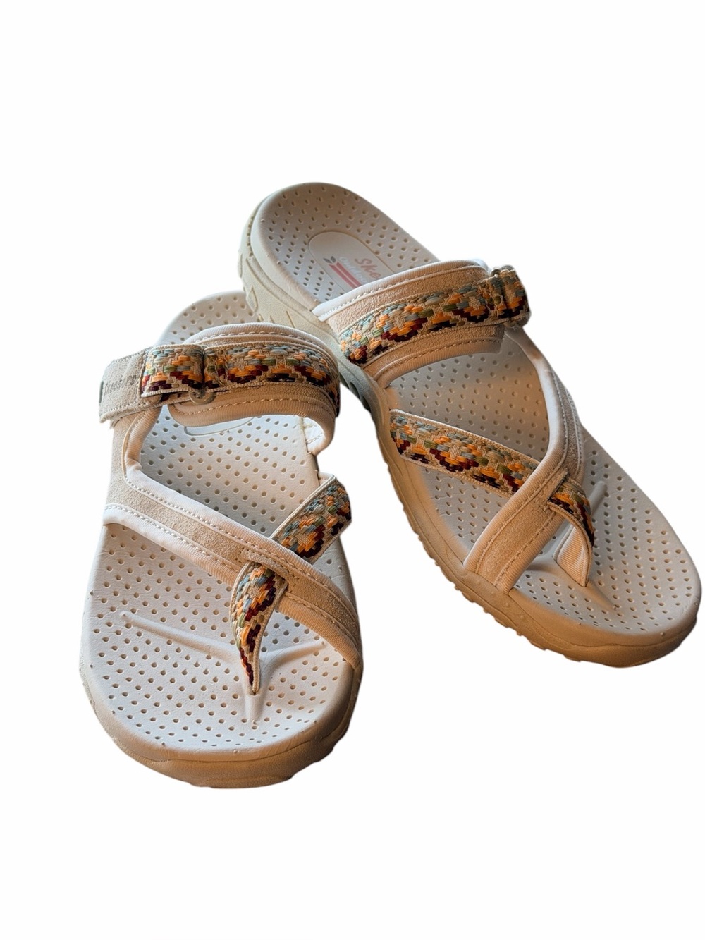Sketchers Reggae Mad Swag Beige Women’s Braided Strap Comfort Sandals Size 7